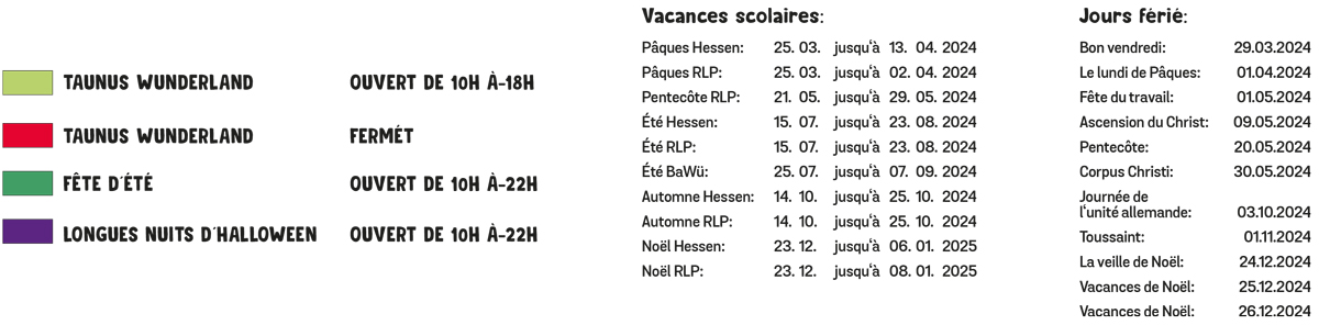 Heures d'ouverture Légende